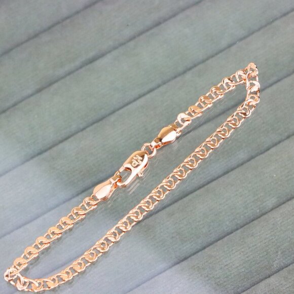 "Classic Rose Gold Chain Anklet, Bold Look, High Shine Finish, XPAL1173 - Picture 11 of 12